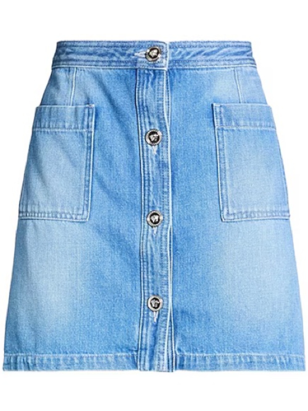 Versace Light Blue Denim Button-Front Mini Skirt